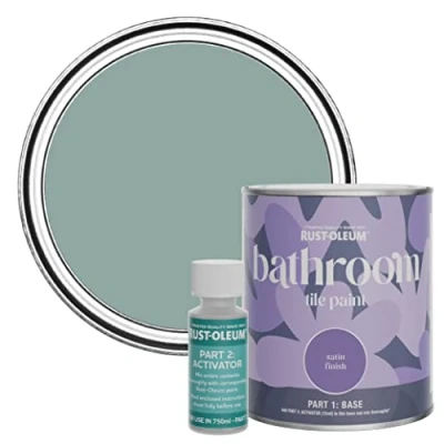 Image of Rust Oleum Blue Water Resistant Bathroom Tile Paint in Satin Finish Gresham 750ml