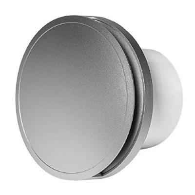 Image of Prostko Silent Round Bathroom Extractor Fan 150mm / 6&#039;&#039; with Timer and Satin Front Cover, Silver