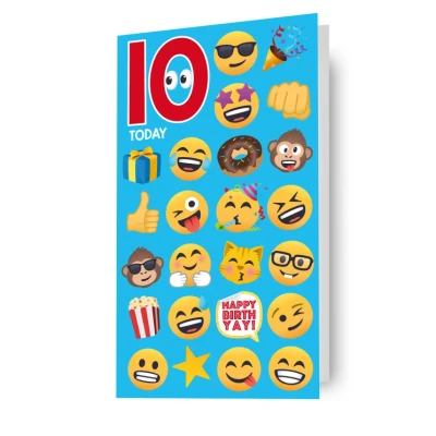Image of JoyPixels Emoji Age 10 Birthday Card 10th