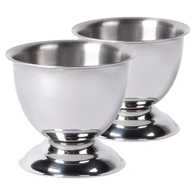 Image of Argon Tableware 2x Stainless Steel Egg Cup Breakfast Brunch Kitchen Cooking Serving Easy Clean Hard Soft Boiled Eggs Holder Stand