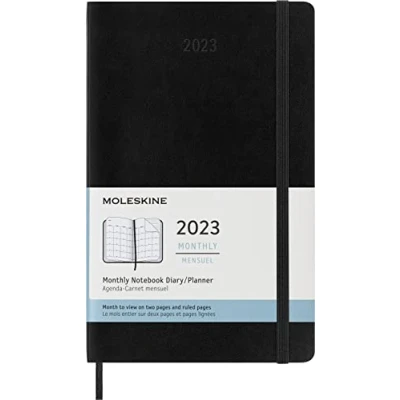 Image of Moleskine Monthly Planner 2023, 12 Month Diary, Notebook with Soft Cover, Large Size 13 x 21 cm, Colour Black