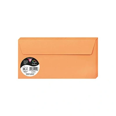 Image of Clairefontaine Ref 5495C Pollen Adhesive Envelopes (Pack of 20) DL Sized, 120gsm Paper, Printer Compatible, Acid Free, Strip for Easy Seal Clementine Orange