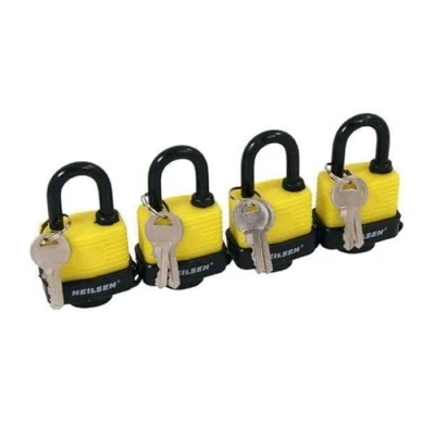 Image of Neilsen, 4 x Keyed Alike 40mm Weatherproof Steel Heavy Duty Padlocks (Neilsen CT0274)
