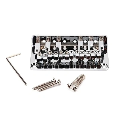 Image of DIIOOMIEEU 6 String Roller Saddle Electric Guitar Bridge Top Load Or Strings Through Body Fixed Hardtail
