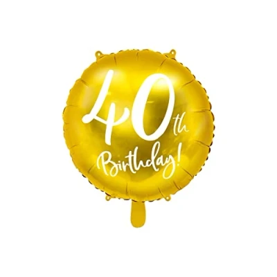 Image of PartyDeco Foil Balloon 45cm for 40th Birthday Gold &quot;40&quot; Balloon, Helium &amp; Air Compatible, Sturdy, Perfect Decoration Men and Women
