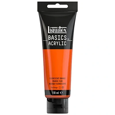 Image of LIQUITEX 8870070 Basics Acrylic Paint, Fluorescent Orange, 118 ml Tube