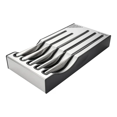 Image of Global Knives 5 Piece Knife Set with Dock, CROMOVA 18 Stainless Steel