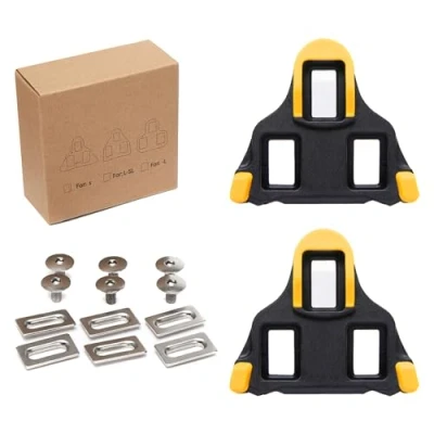 Image of Bike Cleats Compatible with Shimano SPD SL Locking Cycling Pedals Indoor &amp; Road Cleat for SH11 System Shoes (6 Degree Float) Black Yellow