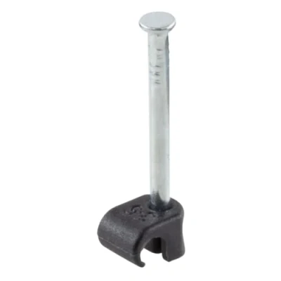 Image of GTSE Round Black Cable Clips, for Cables 3 5 mm, Box of 100, Skirting Wire Nail Tacks Ethernet, Electrical Cables, Walls