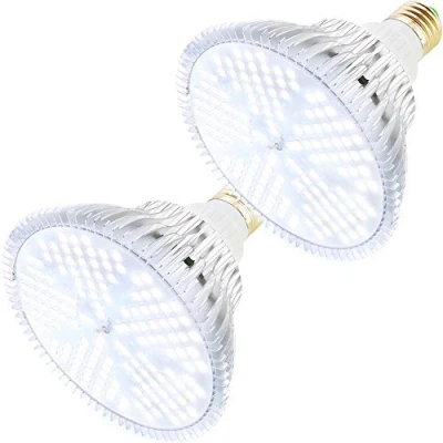 Image of MILYN 100 W Pack of 2 LED Plant Lamps, E27 White Full Spectrum Grow Light for Fast, Healthy Growth, Ideal Garden, Greenhouse, Indoor Plants, Seedlings, Vegetables &amp; Flowers