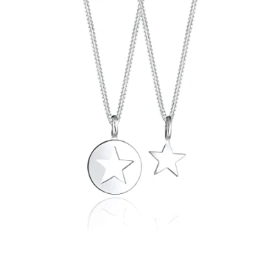 Image of Elli Necklace Ladies Set Star Cut Out Pendant Mother Child in 925 Sterling Silver
