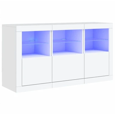 Image of vidaXL Sideboard with LED Lights White 123x37x67 cm
