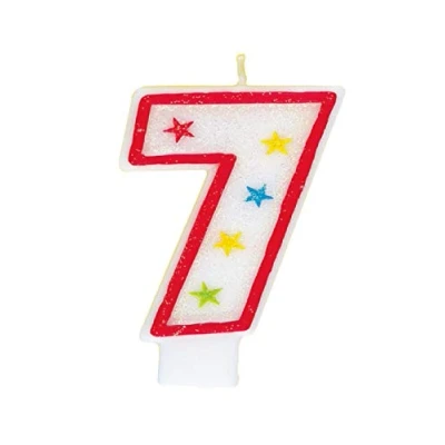 Image of Multicolor Number 7 Glitter Birthday Candle (19cm) 1 Count Vibrant Celebration for Any Events