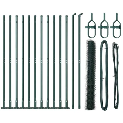 Image of vidaXL Fencing Set of 2 Forest green Steel 25 x 1 m Durable