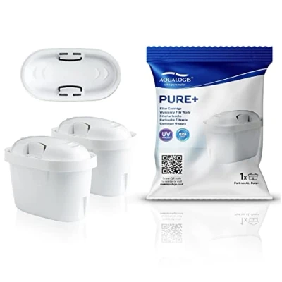 Image of Aqualogis Pure+ Water Filter Cartridge Compatible with Maxtra &amp; Maxtra+ Plus Aluna, Style, Elemaris, Marella, Fun Jug, Pitcher, Tassimo (2 Pack)