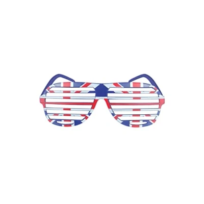 Image of HENBRANDT Single Pair of Adult Union Jack Shutter Glasses Novelty Plastic Sunglasses 80s Club Eyewear Shades Retro Prop Disco Fancy Dress Costume Accessory