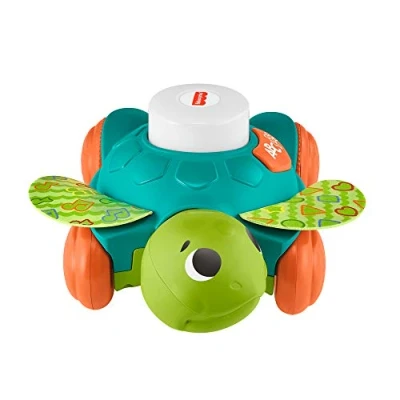 Image of Fisher Price Linkimals Sit to Crawl Sea Turtle UK English Edition, light up musical crawling toy for baby