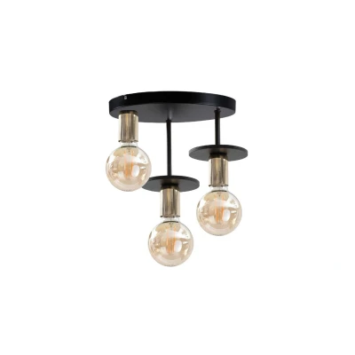 Image of Saturn Multi Arm Semi Flush Ceiling Light Black, 30cm, 3x E27