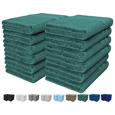 Image of Vozbi Face Towels Cotton Washcloths Set 30 x cm, 100% Ring Spun Cotton, Premium Quality Flannel Cloths, Highly Absorbent and Soft Feel Fingertip (12 Pack Kingfisher)