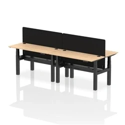 Image of Air B2B 1400x600mm Adjustable 4P Bench Desk CP Maple/Black + Screen