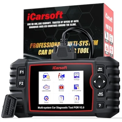 Image of iCarsoft POR V2.0 Diagnostic Tool for Porsche/Cayenne, Full Systems Scan Tool, OBD2 Scanner with 9 Reset Services, Oil/SAS/EPB/BMS/ETC/DP F/BLD/INJ/TPMS, Battery Test, F ree Upgrade