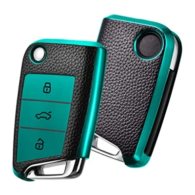 Image of OATSBASF Car Key Case Case, Box Cover 3 Buttons (Green Leather)