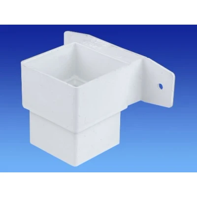 Image of Wavin OSMA 4T824 White Pipe Connector and Bracket Stand Off 61mm Square downpipe