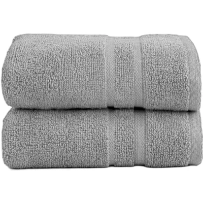 Image of EDB Pack of 2 Luxury Premium Quality HAND Towel (50 x 80 cm, 800 GSM) Highly Absorbent 100% Egyptian Cotton Hotel Guest Towels Set (Silver, TOWEL)