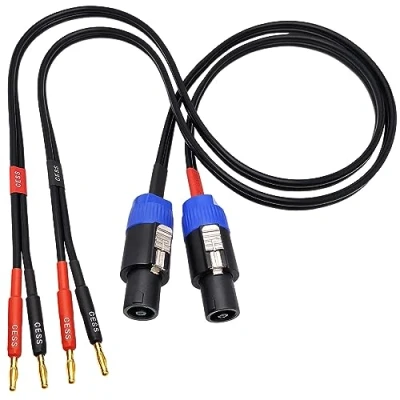 Image of CESS 274 3f Super Soft Silicone 12 Gauge Wires Banana Plug to Speakon Speaker Cable (3 Feet)