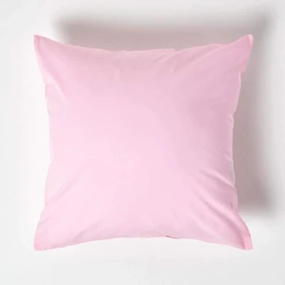 Image of HOMESCAPES Pink Pure Egyptian Cotton Euro Size Pillowcase 40 x cm 200 TC 400 Thread Count Percale Equivalent Pillow Case with Zip Pack of 2