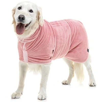 Image of Lucky Paws® UK Dog Drying Coat Double Layer Robe for Faster in Minutes, Super Absorbent Towel &amp; Ultra Soft Dressing Gown One Luxurious (XXXL, Dusty Pink)