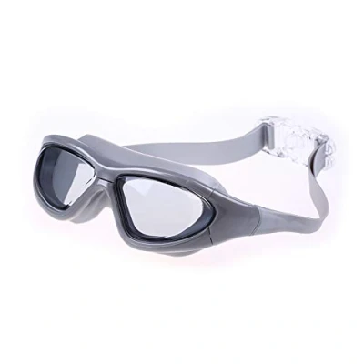 Image of TOMYEER Swimming Goggles No Leaking Anti Fog UV Protection Soft Silicone Nose Bridge Swim for Adults and Kids Sliver&amp;Grey