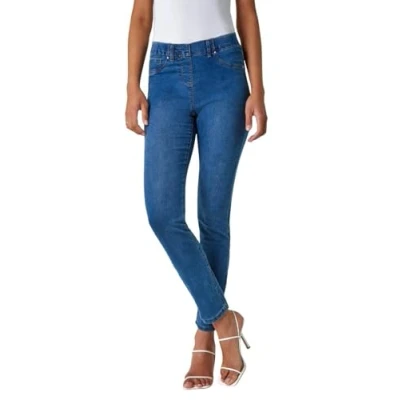 Image of Roman Womens Elastic Waist 31&quot; Denim Stretch Jegging Blue Size 18 UK