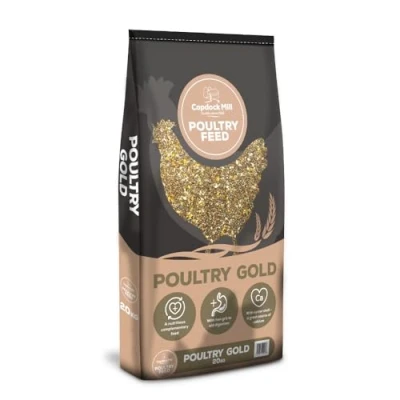 Image of Copdock Mill Poultry Gold Chicken Feed 20kg Highly Nutritious Premium Food Contains Layers Pellets, Grit &amp; Oyster Shells for Chickens High in Calcium