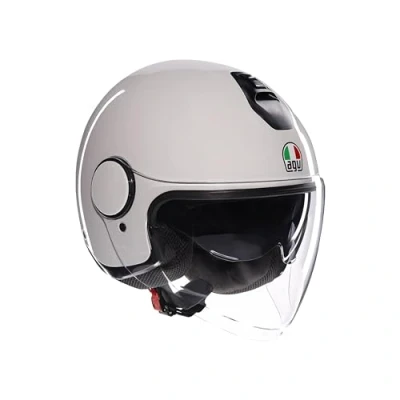Image of AGV ETERES E2206, Jet Unisex Motorcycle Helmet, Open Face Motorbike Helmet with Antitheft Ring, Anti Scratch and UV Visor, Instant Sweat Absorption Technology, Materia White, XS