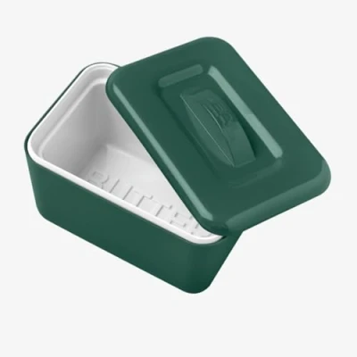 Image of Zeal Insulated Butter Dish, Large 500g Capacity Double Walled Tub/Container with Lid, Melamine Forest Green