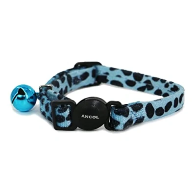Image of Ancol Acticat Velvet Leopard Print Cat Collar Turquoise