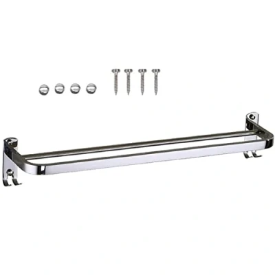 Image of 70cm Double Towel Rail/Stainless Steel Bathroom Kitchen Holder/Dual Bar Rustproof Wall Mount/Drilled installation Polished Finish (Size : 50cm)