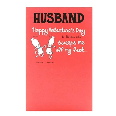 Image of uk greetings Husband Valentines Day Card With Envelope Cartoon Design, Red