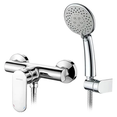 Image of GRIFEMA BERLIN G12004 Eco Shower Mixer Tap for Bathroom with 1.5 m Hose Pipe, ABS Holder and Head, 1/2 Inch Hose, Chrome