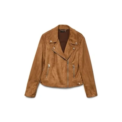 Image of VERO MODA Women&#039;s Vmjose Short Faux Suede Jacket Noos, Cognac, XL