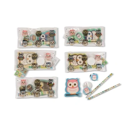 Image of Owl Pencil Case Stationery Set &amp; Badge. Great Class Gift/Party Bag Filler/Stocking Filler