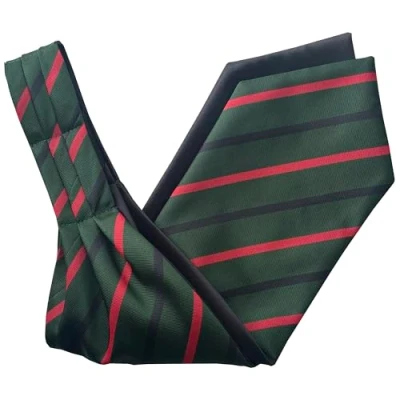 Image of Great British Tie Club Men&#039;s Royal Green Jackets Regimental Striped Ascot Cravat