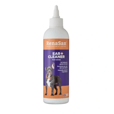 Image of RenaSan Dog Ear Cleaner Drops to stop head shaking, remove wax &amp; debris, soothe, itching and odours. Naturally derived Non toxic (250ml) (PACKAGING MAY VARY)