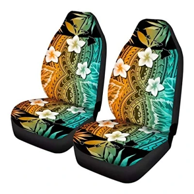 Image of SEANATIVE Women Car Interior Protect Case Auto Seat Cover Polynesian Plumeria Print Anti Scraping Front Cushion for SUV Sedan Truck