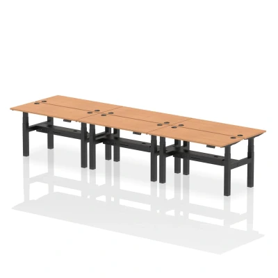 Image of Air B2B 1400x600mm Height Adjustable 6P Bench Desk CP Oak/Black