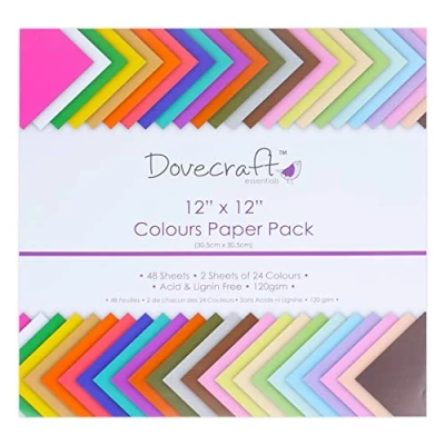 Image of Dovecraft Colours paper Pad, 12inch by 12inch, Coloured paper, craft crafts