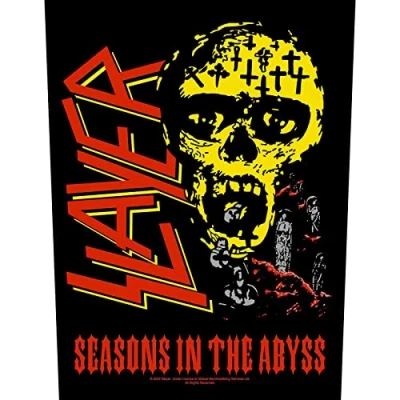 Image of Slayer Back Patch Seasons in The Abyss Band Logo Official Black 36cm X 29cm One Size