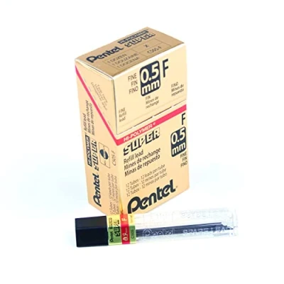 Image of Pentel Super Hi Polymer Lead Refill, 0.5mm, Fine, F, 144 Pieces of (C505 F)