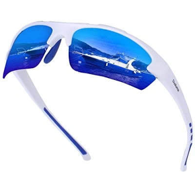 Image of Duduma Polarised Sunglasses Mens Sports for Men Women Cycling Fishing Running Golf Sunglass with UV Protection TR62(black matte frame blue lens)